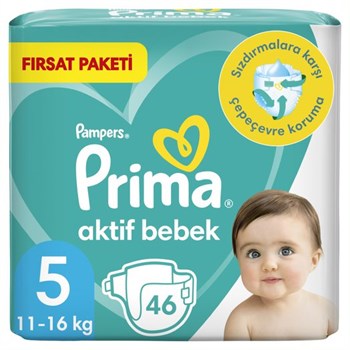 Prima Bebek Bezi Aktif Bebek 5 Beden 46 Adet Junior Fırsat Paketi 