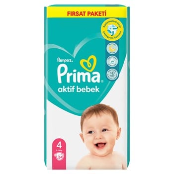 Prima Bebek Bezi Aktif Bebek 4 Beden 54 Adet Fırsat Paketi