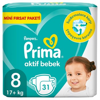 Prima Bebek Bezi Aktif Bebek 8 Beden 31 Adet  Fırsat Paketi