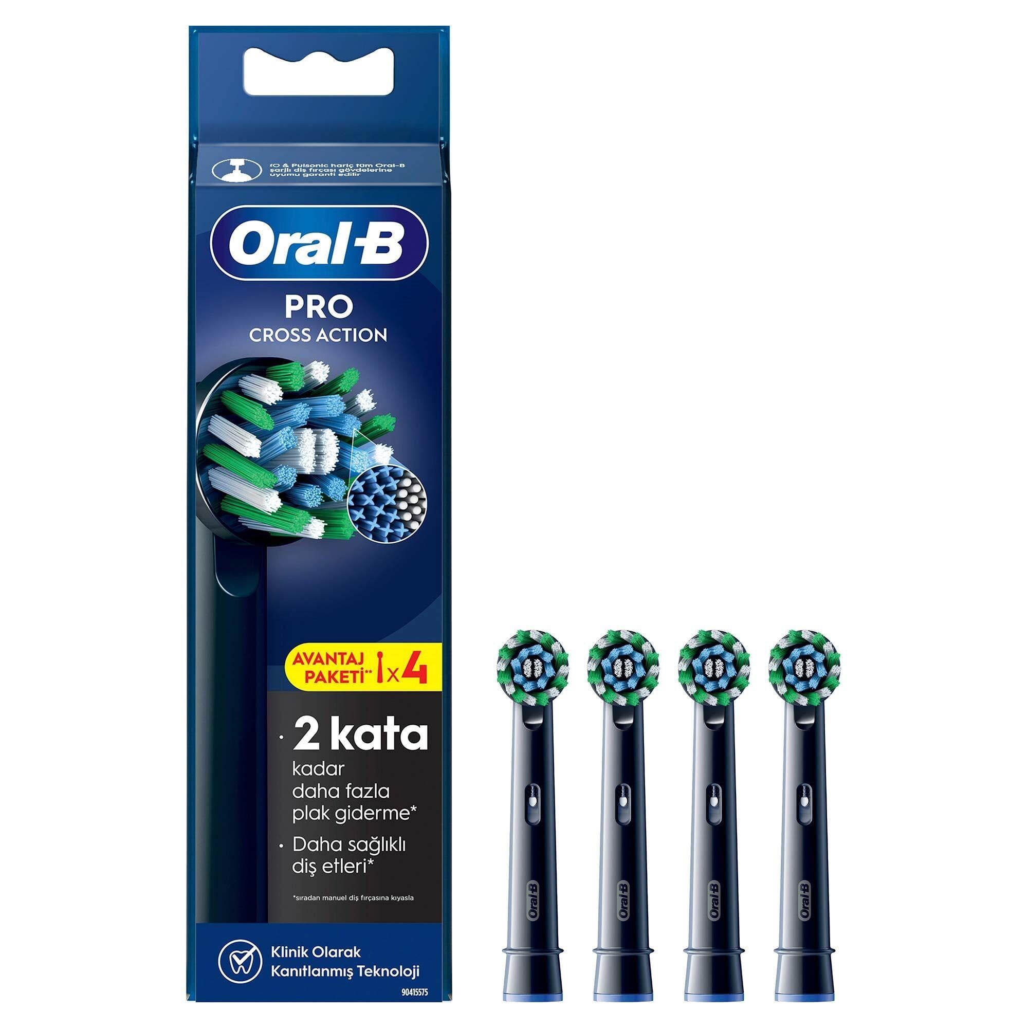  Oral B Pro Cross Action Diş Fırçası Yedek Başlığı EB50 Siyah 4'lü 