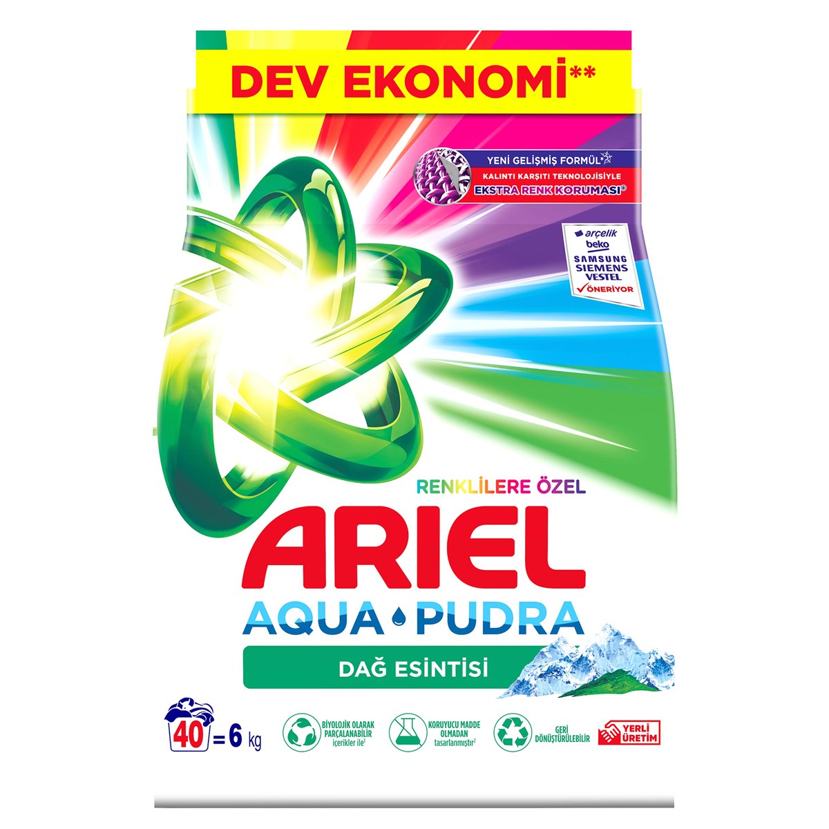 Ariel Dağ Esintisi Renklilere Özel 6 kg AquaPudra Toz Çamaşır Deterjanı