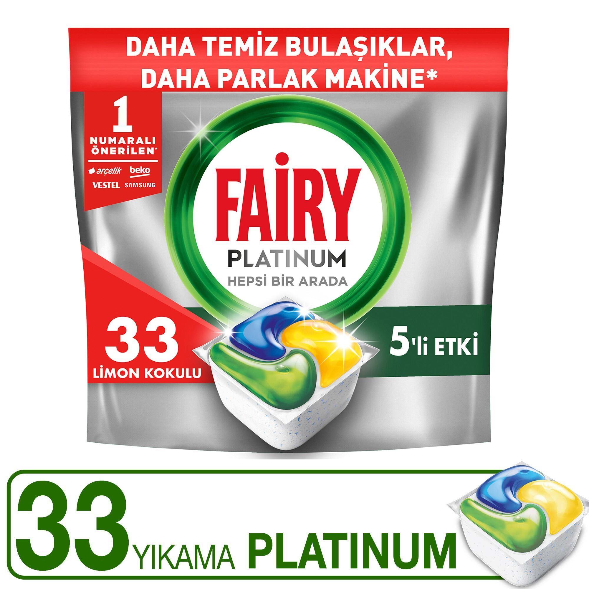Fairy Platinum 33 Yıkama Kapsülü Limon Kokulu Bulaşık Makinesi Deterjanı