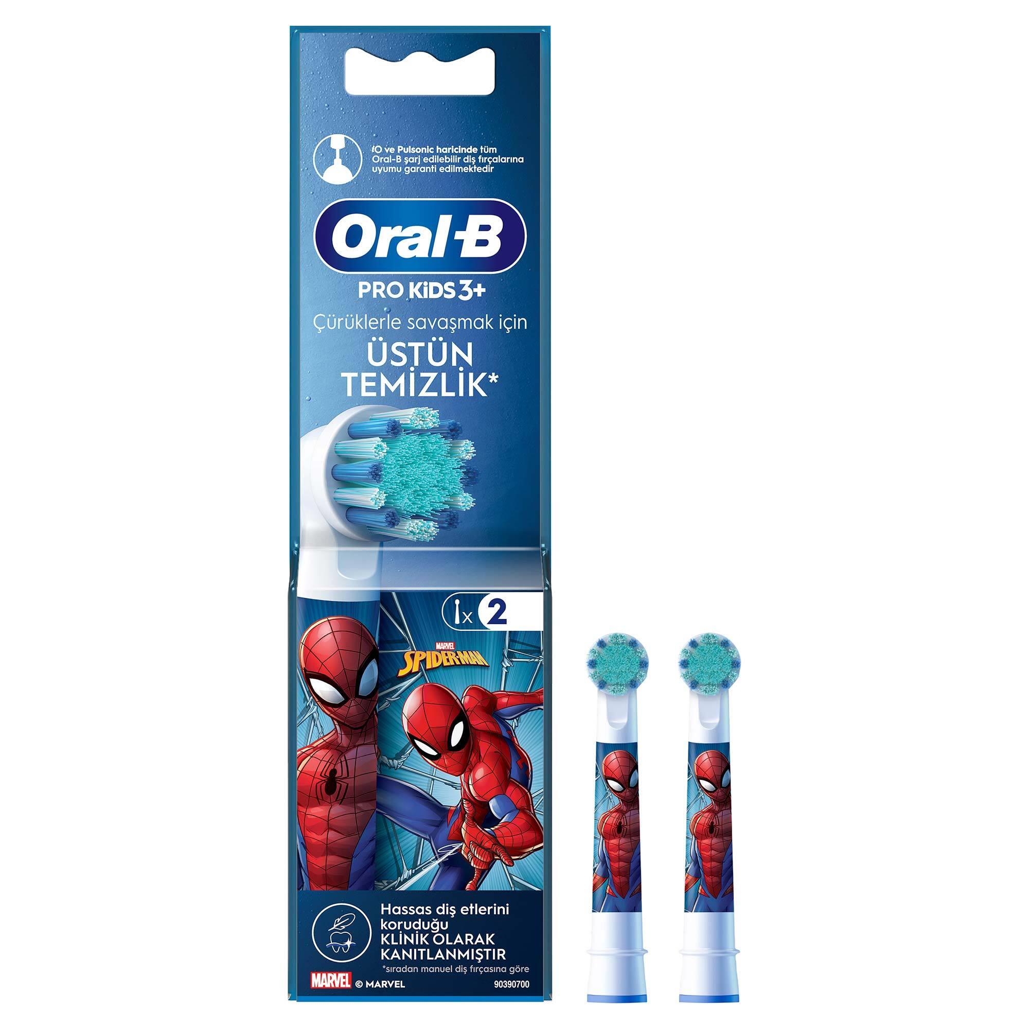 Oral-B Çocuk İçin Spiderman Şarjlı Diş Fırçası Yedek Başlığı 2 Adet
