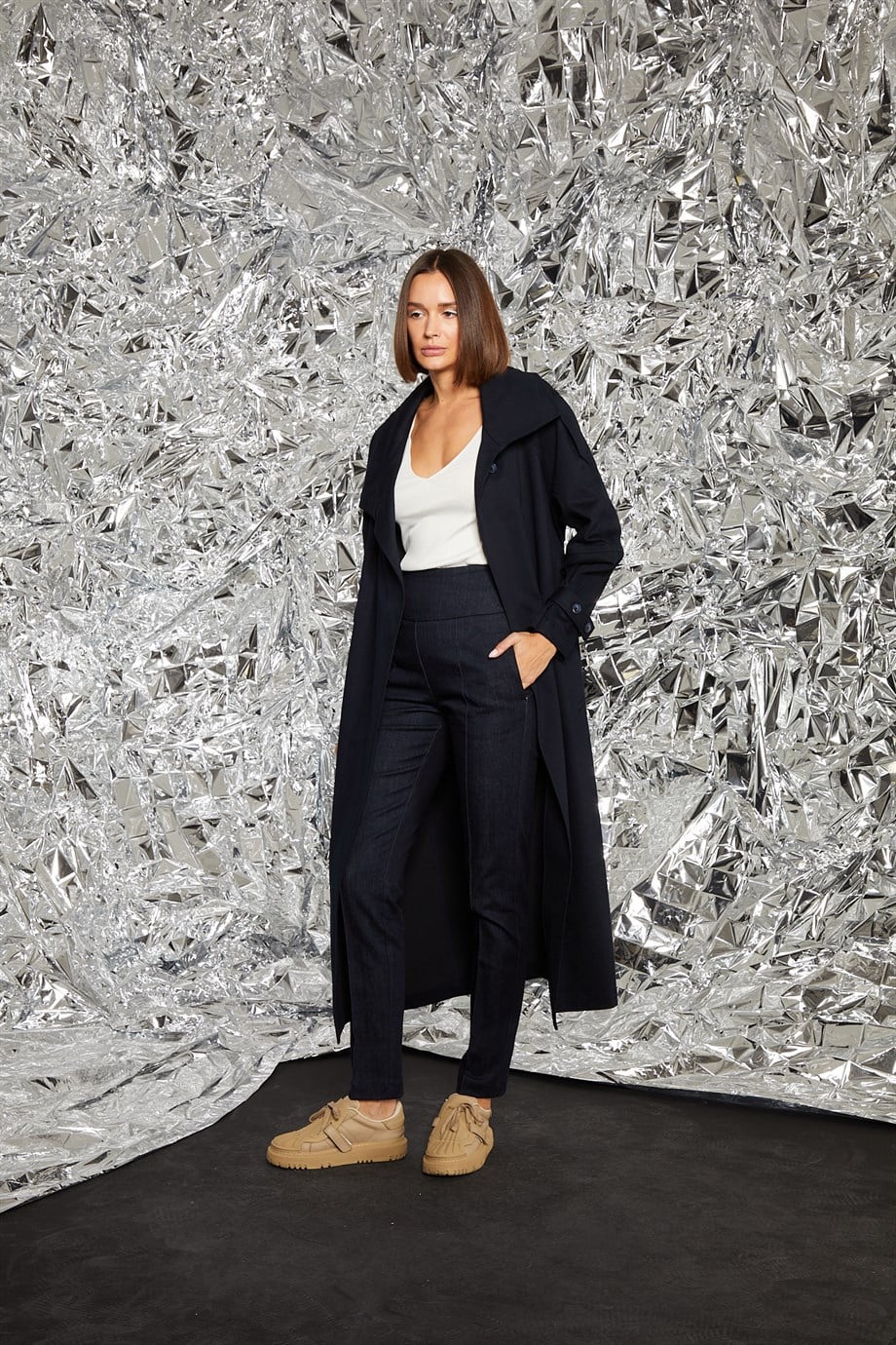 Yoana Lacivert Trenchcoat