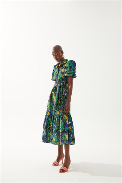 Adelia Yeşil Desenli Elbise