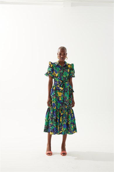 Adelia Yeşil Desenli Elbise