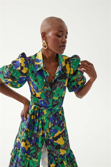 Adelia Yeşil Desenli Elbise