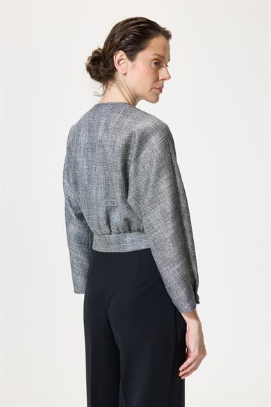 Bomber Gri Simli Ceket