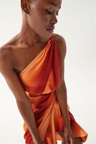 Daisy Orange Desenli Elbise