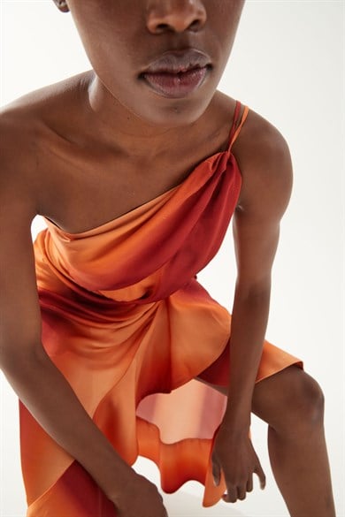 Daisy Orange Desenli Elbise