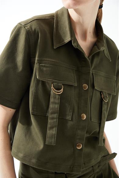 Ferna Yeşil Crop Gömlek 