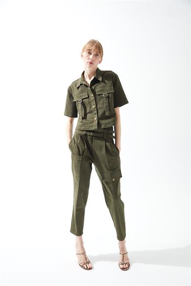 Ferna Yeşil Crop Gömlek 