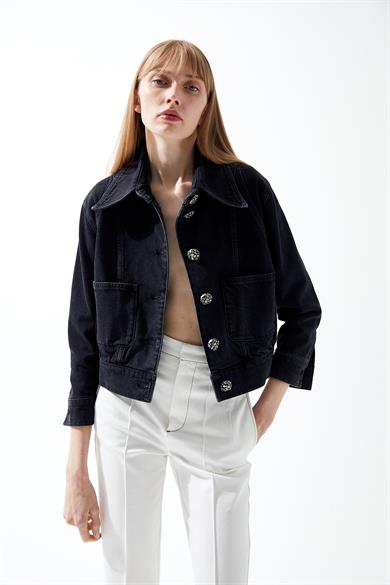 Leomar Siyah Denim Ceket