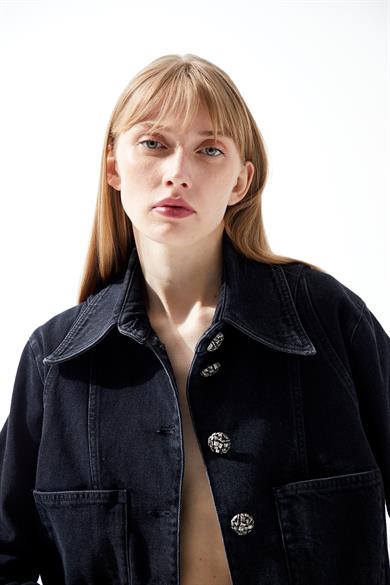 Leomar Siyah Denim Ceket