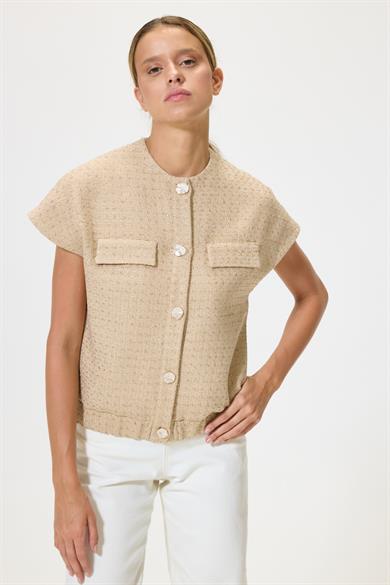 Melina Krem Tüvit Kolsuz Ceket