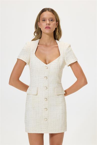 Shine Krem Tüvit Elbise