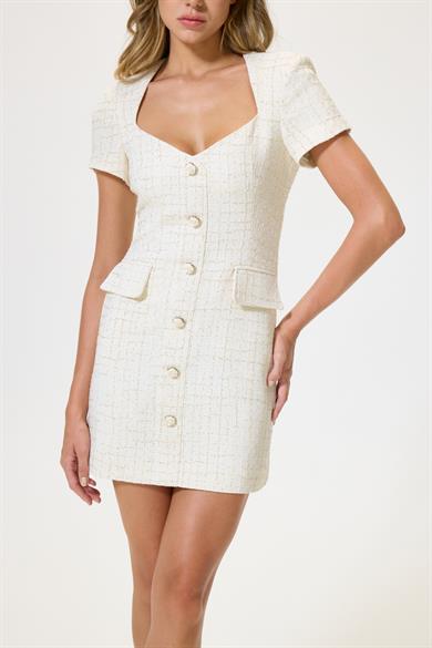 Shine Krem Tüvit Elbise