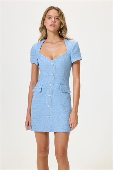 Shine Mavi Tüvit Elbise