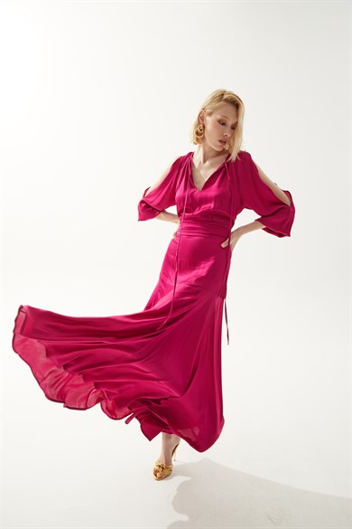 Solina Fuşya Pembe Elbise