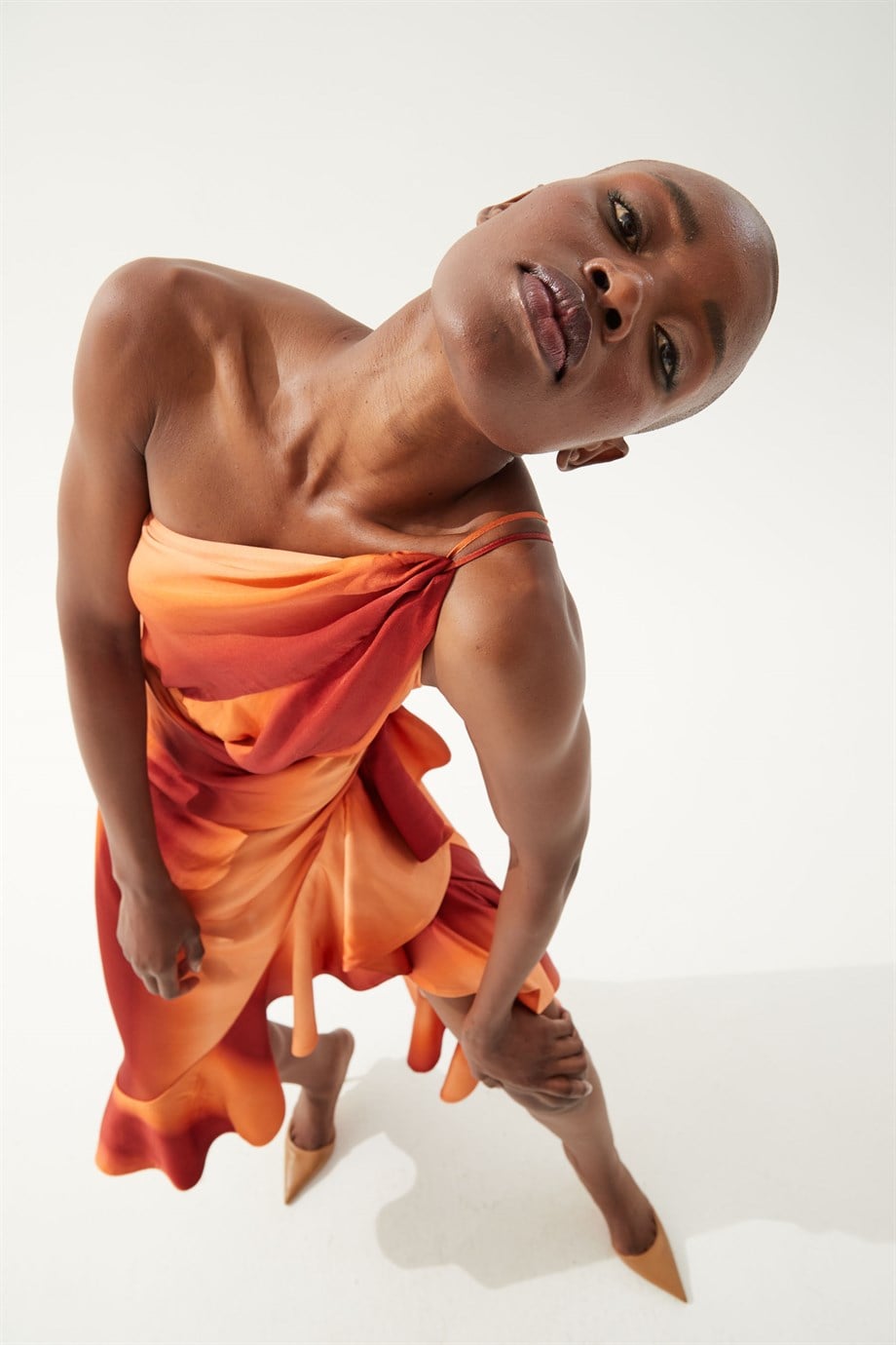 Daisy Orange Desenli Elbise