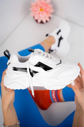   TİNA Siyah Beyaz Kadın Spor Sneaker Ayakkabı