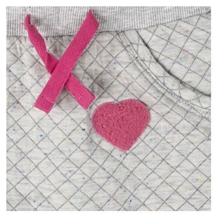 Ecru Melange Color Quilted Heart Printed Waist Elastic Pocket طفل-بناتي Skirt|FC 114937