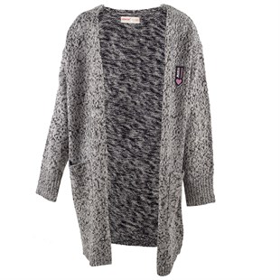 Gray color long sleeve patterned girl child sweater | T 315038