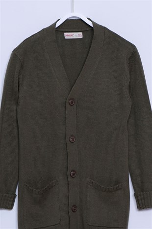 Khaki color Cardigan Front Button Closed Two Jackets Long Sleeve Knitwear Cardigan Boy |T-312651