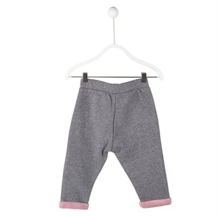Dark Gray color Waist Elastic Waist Elastic Pocket Hems And Pockets Kurdish Detail طفل-بناتي Sweatpants|JP 114818