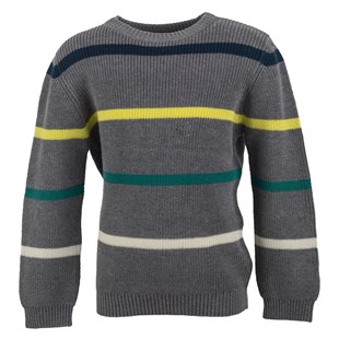 Dark Grimealy color Bicycle Collar color Striped Long Sleeve Boys Kids Sweatshirt | T 214786