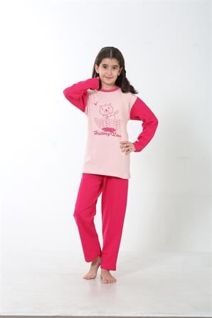 Moda Çizgi Kız Çocuk Penye Pijama Takım 4503