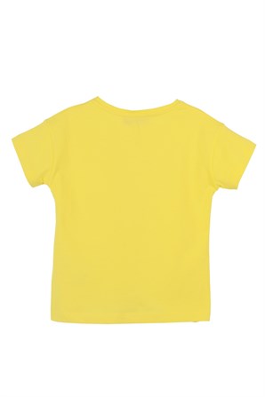 Yellow Color Sequin Embroidered Girl Knitted T-Shirt |BK 219065