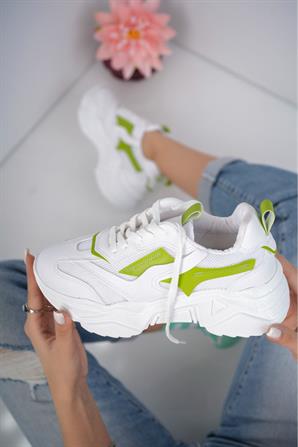 Seyran yeşil  Beyaz Kadın Spor Sneaker Ayakkabı