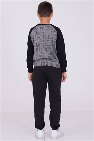 Black Color Printed Crew Neck Long Sleeve Boy T-Shirt|JS 314829