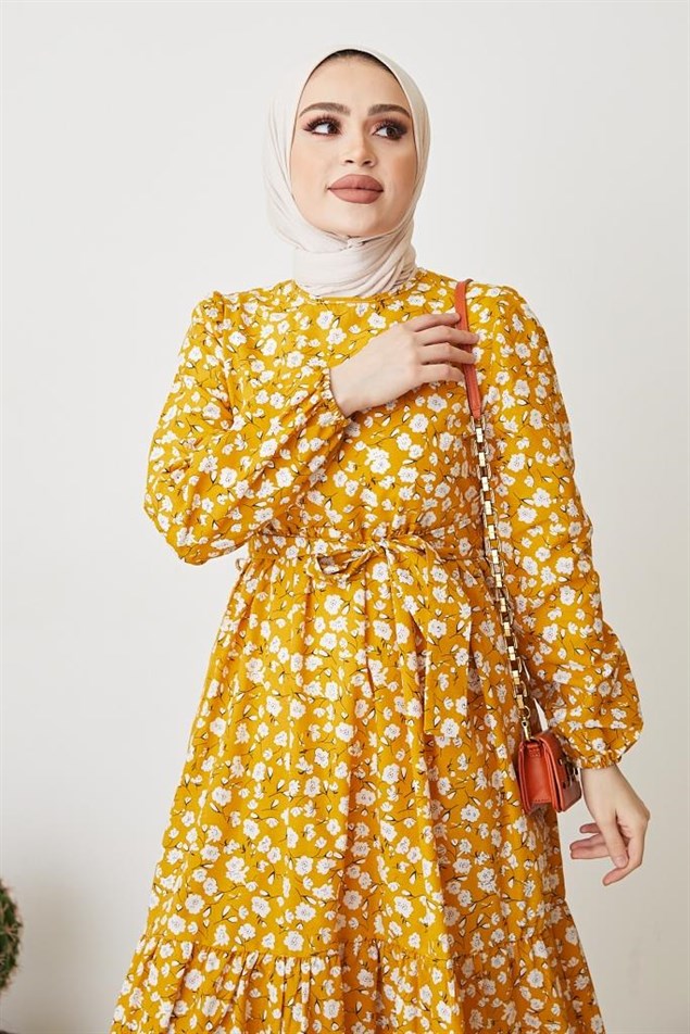 400 Papatya Desen Elbise Sarı
