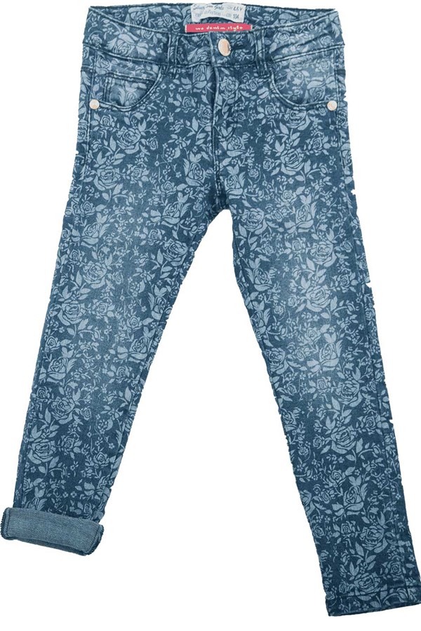 Açık Denim Renkli Kot Pantolon Desenli Denim Kot Pantolon Kız Çocuk |PC 64682