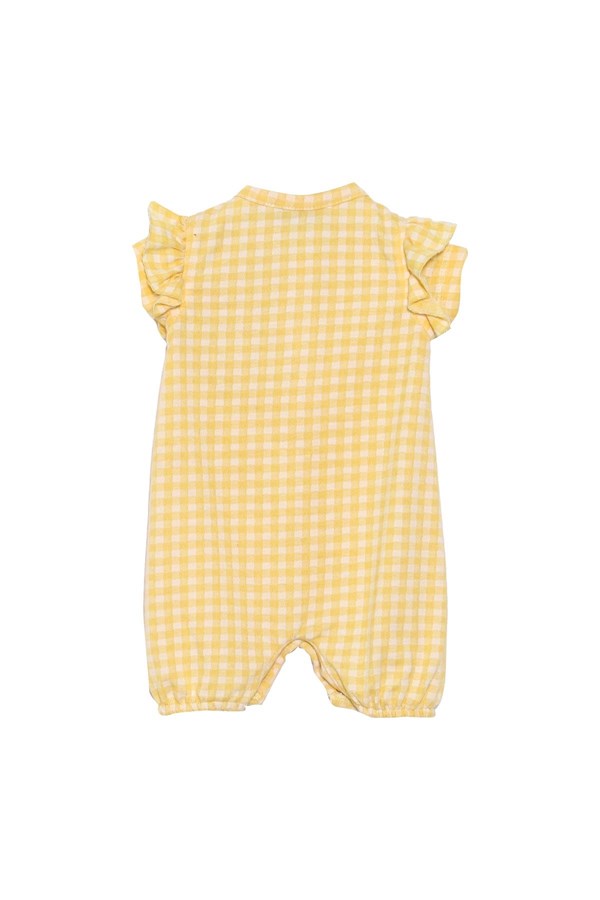 Bebek Kız Sarı Renkli Pötikareli Önden Çıtıçıtlı Kolları Fırıfrlı Örme Tulum | CT 618064