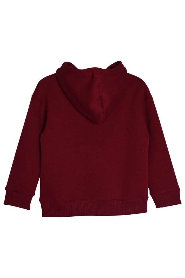 Bordo Renkli Cepli Kapüşonlu Genç Erkek Sweatshirt-JS 318703 |Silversunkids