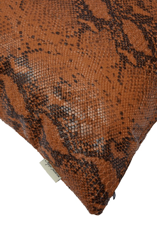 Düz Dekoratif Modern Deri Kırlent Kılıfı,Kahverengi Yılan Desen,K-103