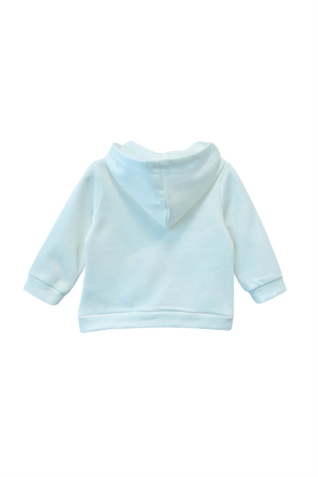 Ekru Renkli Baskılı Kapüşonlu Bebek Erkek Sweatshirt-JS 117616 |Silversunkids
