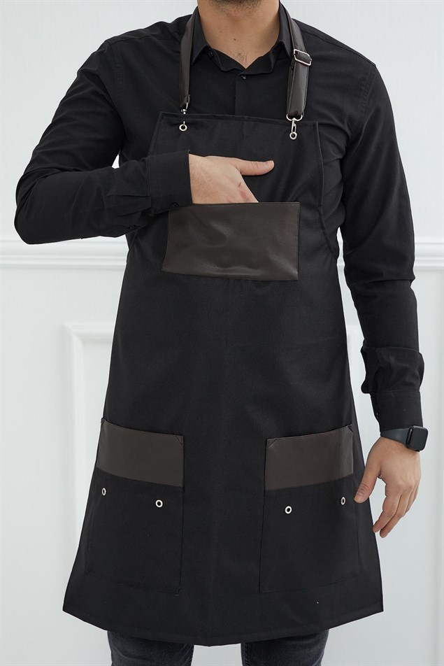 Erkek Mutfak Önlüğü,Siyah - Koyu Kahverengi,MO-9