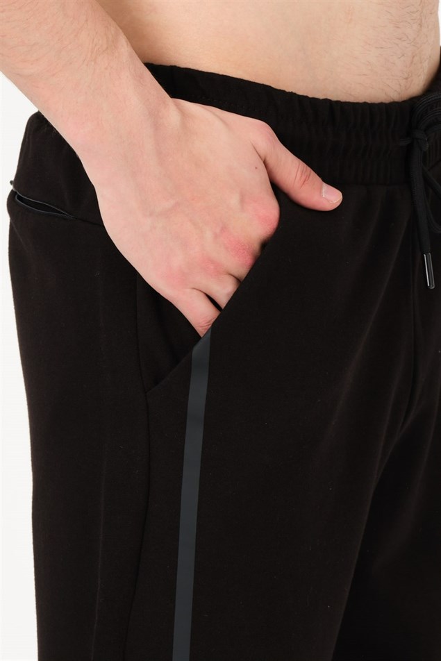 Erkek Siyah Cepli Regular Fit Lastik Paça Basic Eşofman Altı - EJM 8599 | Silversun