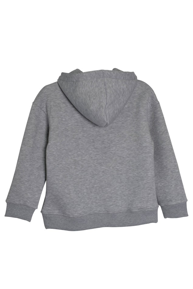 Gri Melanj Renkli Cepli Kapüşonlu Genç Erkek Sweatshirt-JS 318703 |Silversunkids
