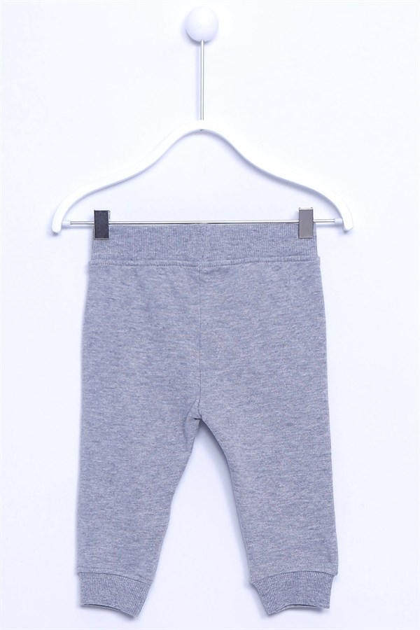 Gri Renkli Sweat Pantolon Örme Paçası Lastikli Beli İpli Eşofman Altı Bebek Erkek |JP 110547