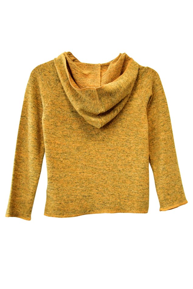 Hardal Renkli Kapüşonlu Düğme Detaylı Erkek Çocuk Sweatshirt-JS 218596 |Silversunkids