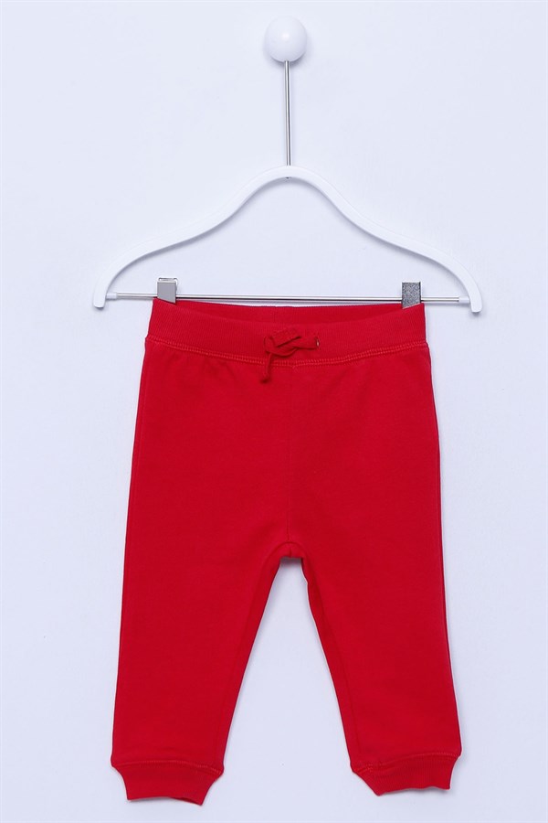 Kırmızı Renkli Beli Ve Paçası Lastikli Örme Sweat Pantolon |JP-112931