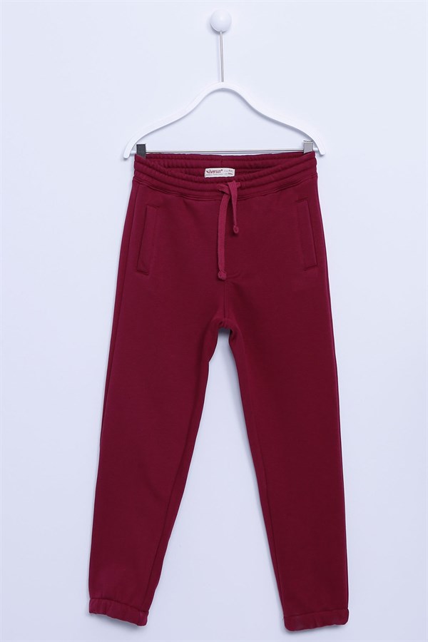 Kırmızı Renkli Sweat Pantolon Örme Paçası Ve Beli Lastikli Cepli Eşofman Altı Erkek Çocuk |JP-313283