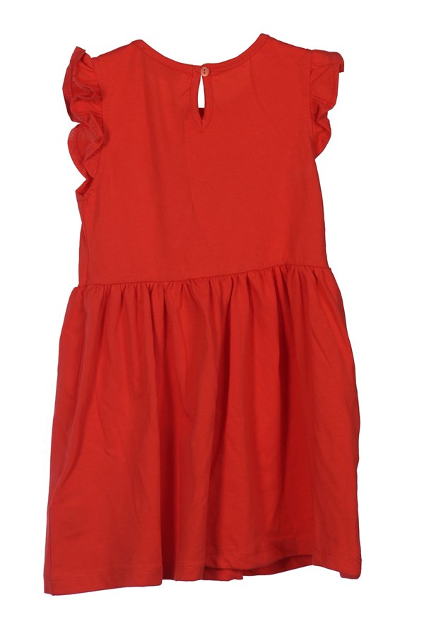 Kız Çocuk Coral Renkli Pul Payetli Kolları Fırfırlı Örme Elbise Örme Elbise - EK 218113