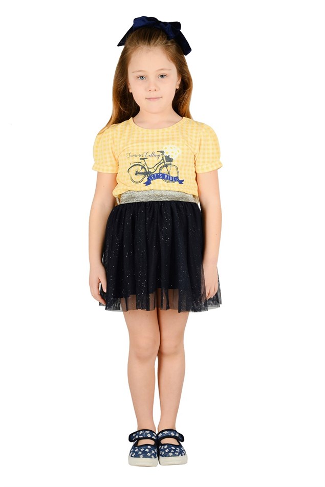 Kız Çocuk Lacivert Renkli Beli Lastikli Etek - FC 215501