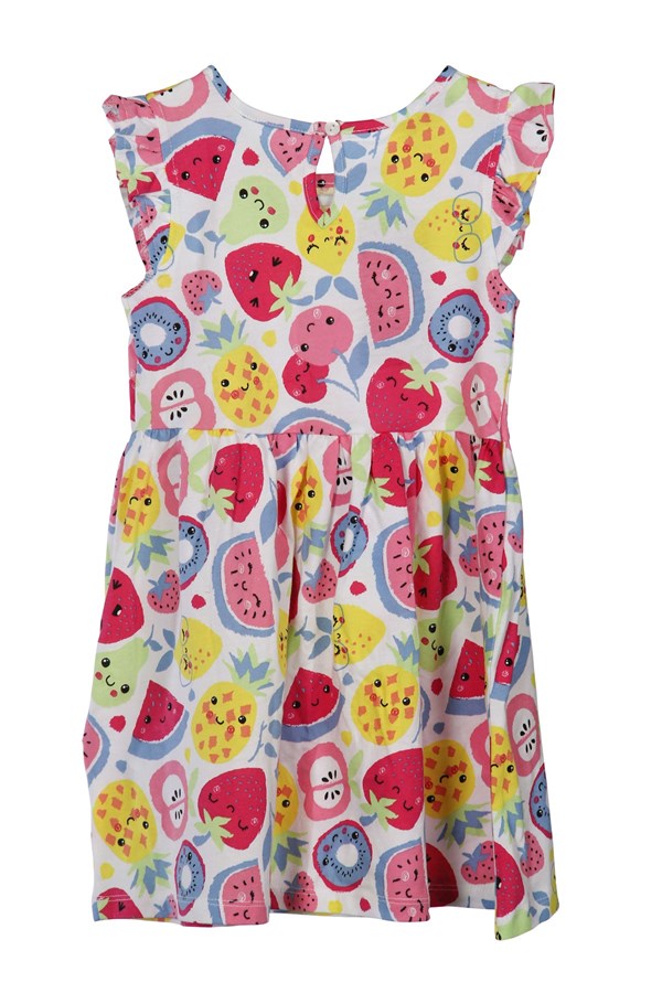 Kız Çocuk Meyve Desenli Kolları Fırfır Detaylı Örme Elbise- EK 218113